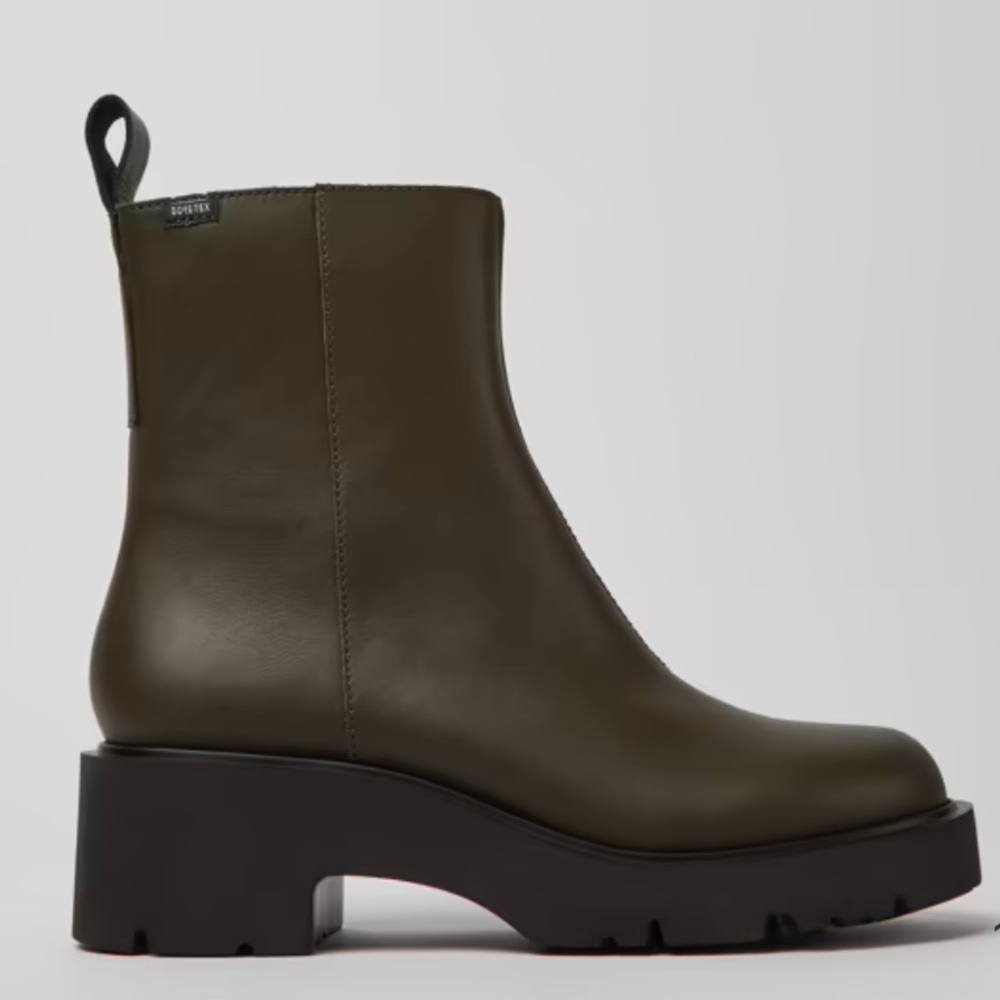 Camper Milah Green Leather Heeled Ankle Boots for Women Size 40